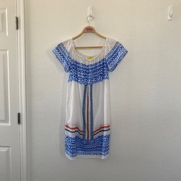 Roller Rabbit Athena Gaetan Dress White Embroidered Puff Sleeve Women's Small - Picture 12 of 12